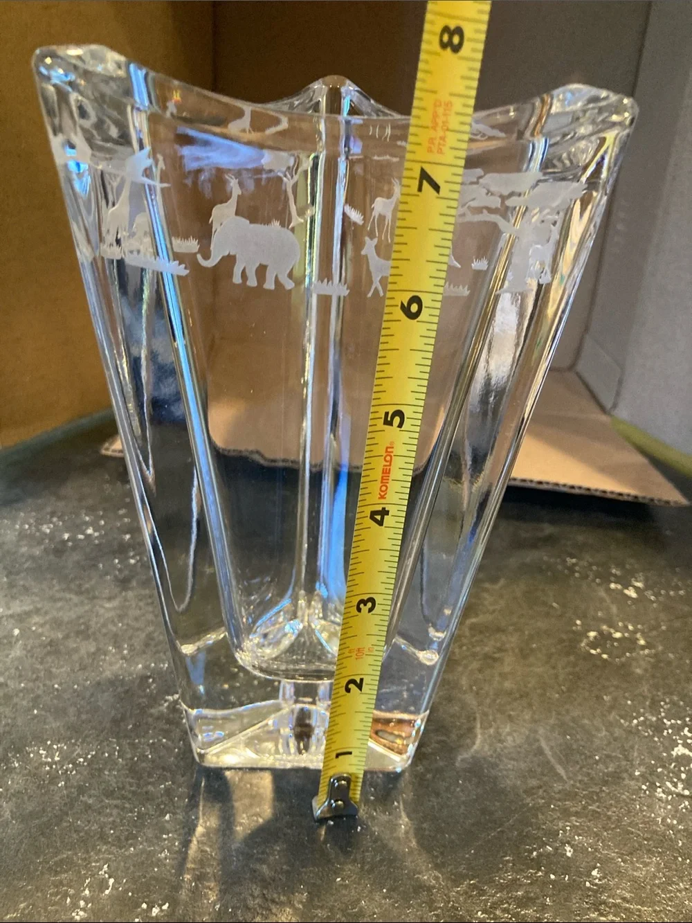 Mikasa Safari clear Crystal triangular vase
